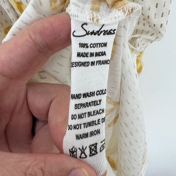 Revolve Sundress Yuma White Gold Foil Leaf Print Maxi Dress Cutout Detail Size S - Picture 5 of 10